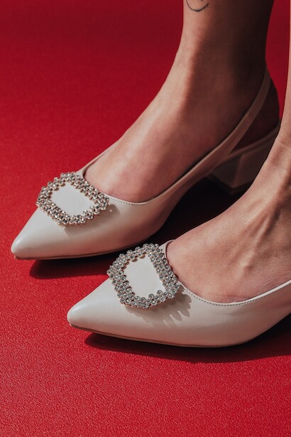 Kadın Silver Taş Kısa Topuklu Ayakkabı Yessi 