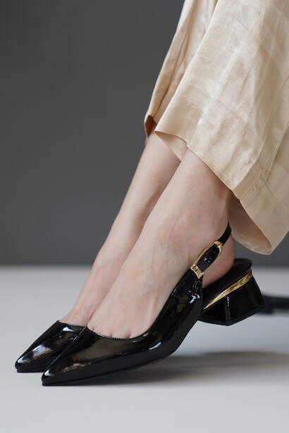 Kadın Gold Detaylı Topuklu Ayakkabı Vorina Siyah 6