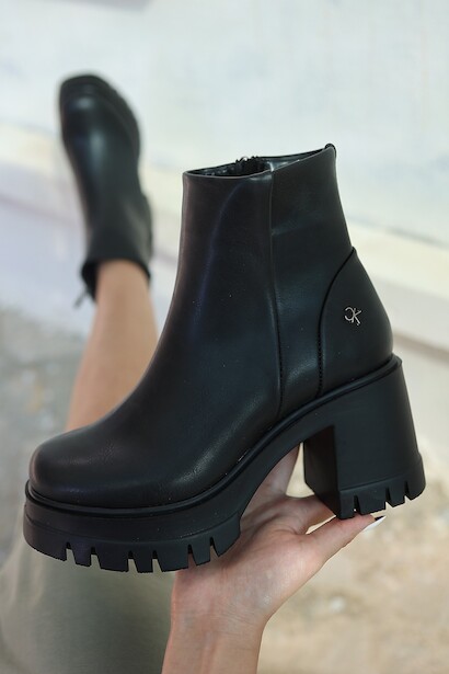 Kadın Yüksek Taban Fermuarlı Bot Klira Siyah  Siyah 4