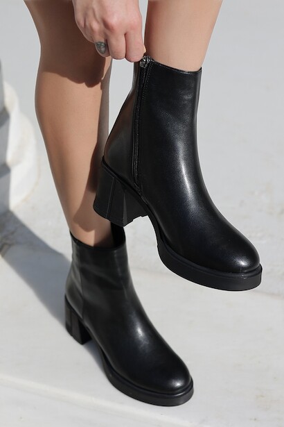Kadın Fermuarlı Orta Topuklu Bot Groia  Siyah 4
