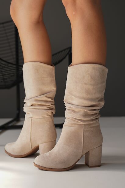 Kadın Körüklü Kısa Topuklu Çizme Ennard  Bej 4