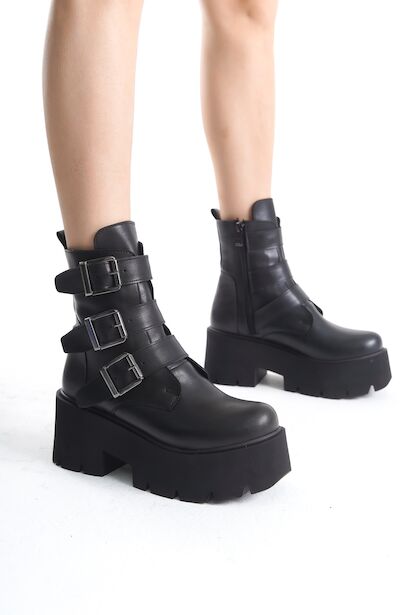 Kadın Üç Tokalı Yüksek Taban Kadın Bot Voinas 