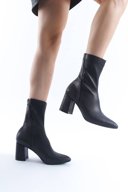 Kadın Fermuarlı Streç Kısa Topuklu Bot Botim  Siyah Cilt 4