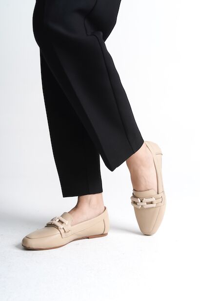 Kadın Tokalı Hakiki Deri Babet Roina Bej 4