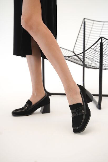 Kadın Kalın Topuklu Loafer Skala  Siyah 4