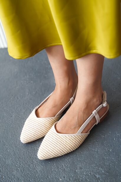 Kadın Arkası Açık Hasır Kadın Babet Ronia  Bej