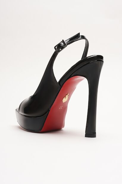 Kadın İnce Topuklu Platform Terlik Sisie  Siyah Rugan 4