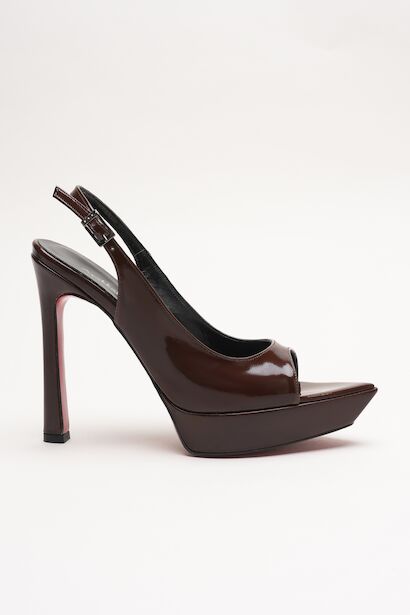 Kadın İnce Topuklu Platform Terlik Sisie  Kahverengi