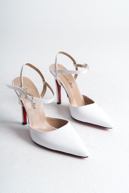 Kadın Tek Baret İnce Topuklu Ayakkabı Mersa Beyaz Rugan  4