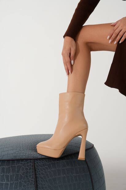 Kadın Platform Topuklu Bot Capital  Nude Cilt 6