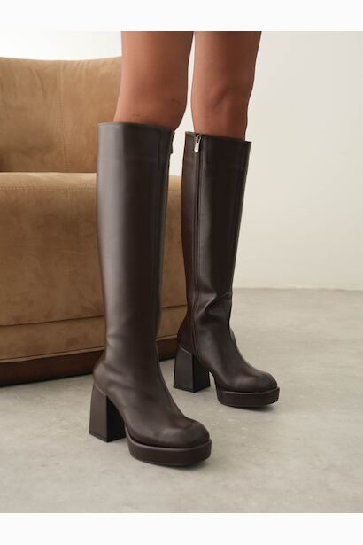 Kadın Alçak Platform Kalın Topuklu Ayakkabı Alice  Kahverengi 6