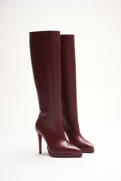 Kadın Diz Altı Kısa Platform Topuklu Çizme Amazen 