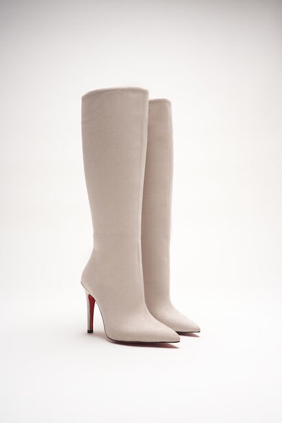 Kadın Sivri Burun Fermuarsız İnce Topuklu Diz Altı Çizme Monias 