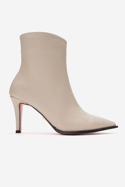 Kadın Bilek Boy Kısa İnce Topuklu Bot Torina  Bej