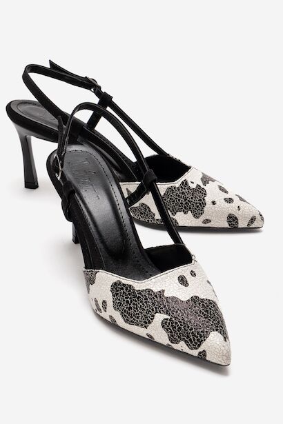 Kadın Sivri Burun Arkası Açık Kısa Topuklu Ayakkabı Cone 